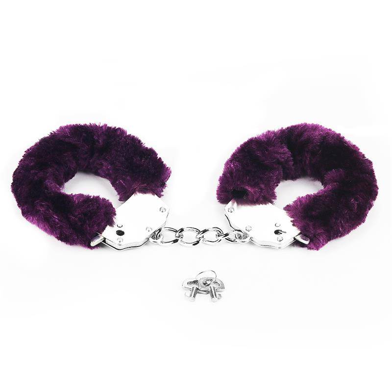 Furry Metal Handcuffs Purple - secretsextoys.store