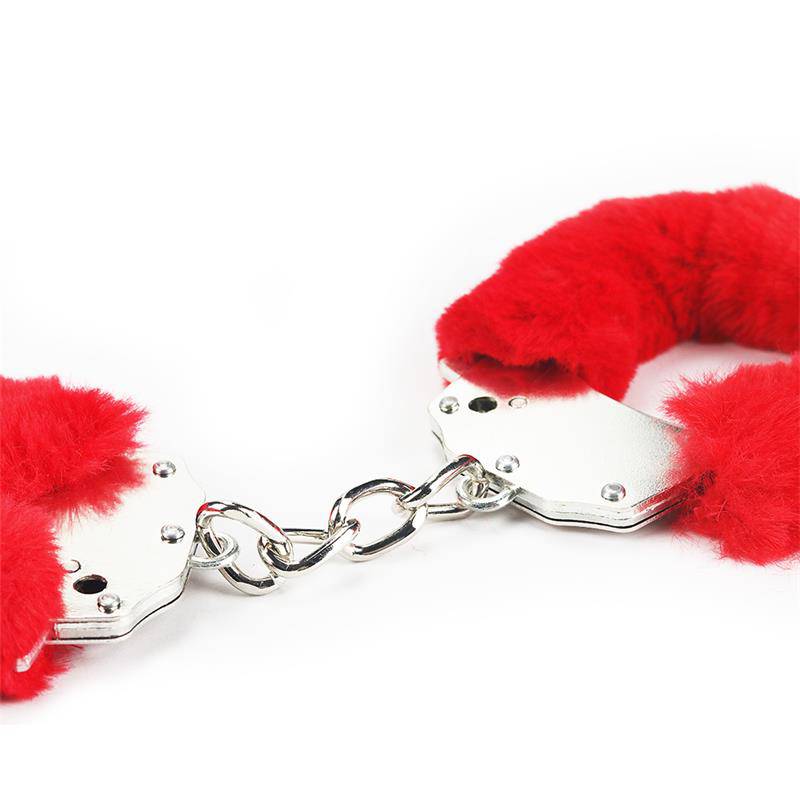 Furry Metal Handcuffs Red - secretsextoys.store