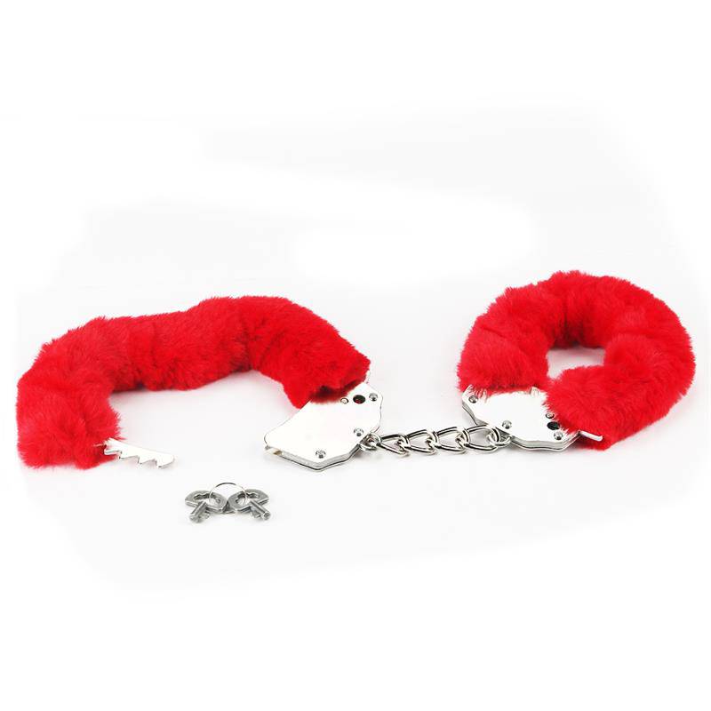 Furry Metal Handcuffs Red - secretsextoys.store
