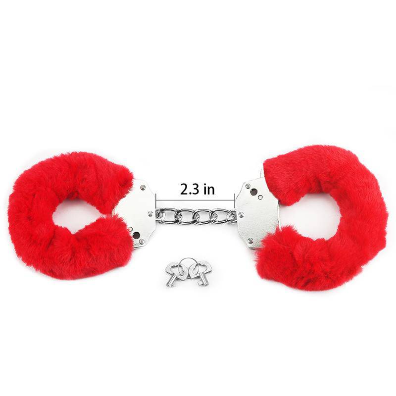 Furry Metal Handcuffs Red - secretsextoys.store