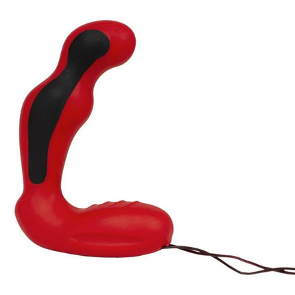 Fusion Habanero Prostate Massager Silicone for intense electro-stimulation, featuring curved design and premium silicone, red and black.