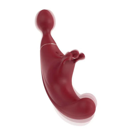 Fusion Vibe with Pulsation 2 Motors USB triple-stimulation wand in red, designed for erogenous zones with powerful engines and silky surface.