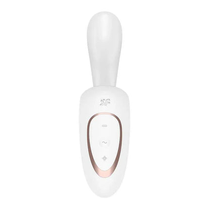 G for Goddess 1 White rabbit vibrator with dual stimulation for clitoris and G-spot, featuring 12 vibration programs and flexible design.