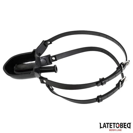 Gag with Drinker, a discreet black gag with adjustable straps for role-play and intimate settings.