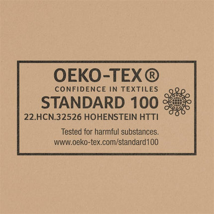 Oeko-Tex Standard 100 certification label for textile safety and quality assurance.