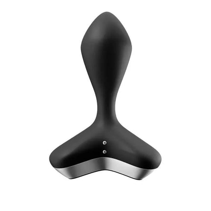 Game Changer Butt Plug with Vibration Black premium anal pleasure device featuring powerful engines and secure design for comfortable wear.
