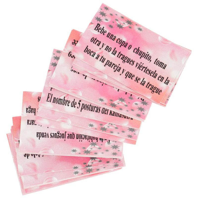 Stack of romantic challenge cards from Game The Love Box set.