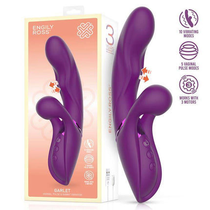 Engily Ross Garlet Vibe with Pulsation Ball 3 Motors purple vibrator with packaging