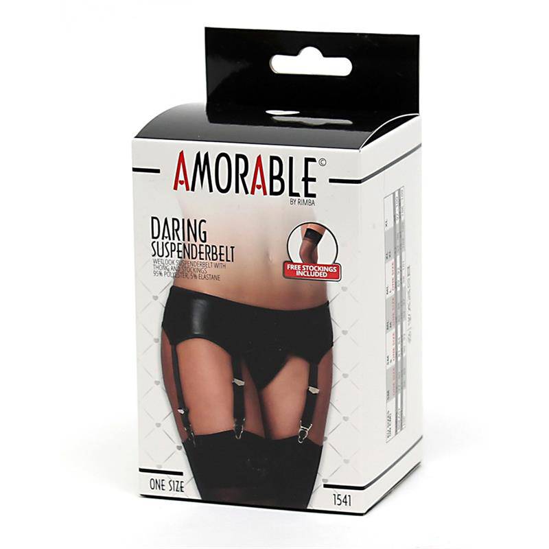 Garter Belt Wetlook with Stockings and Panties - secretsextoys.store