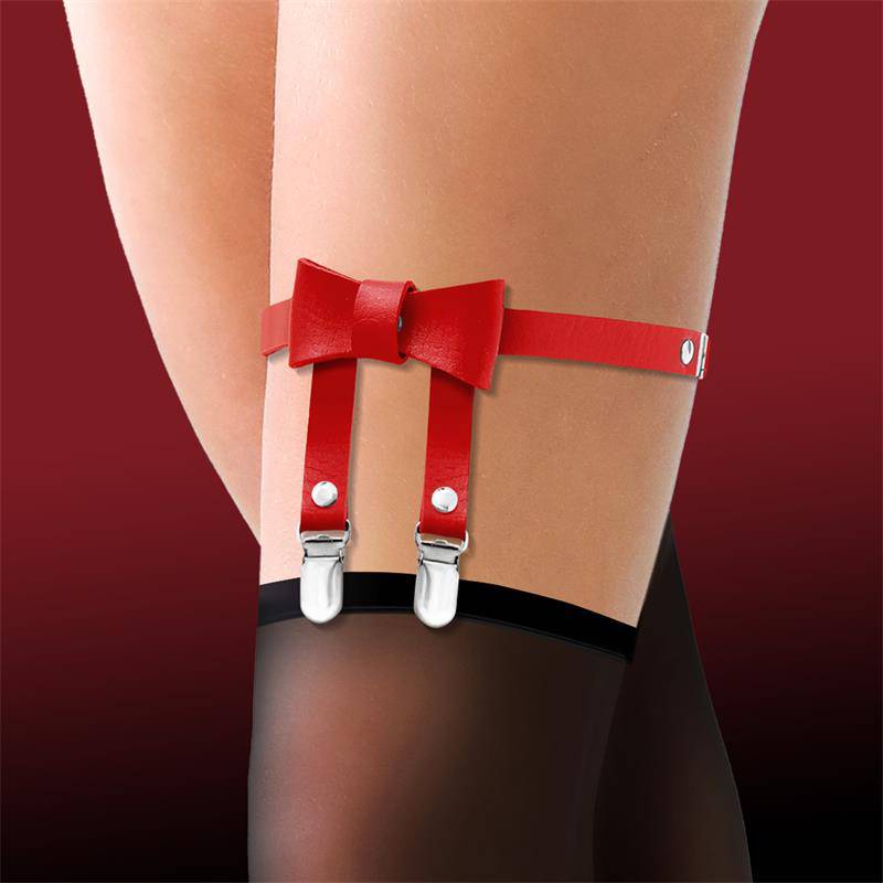 Garter with Bow Tie Vegan Leather One size - secretsextoys.store