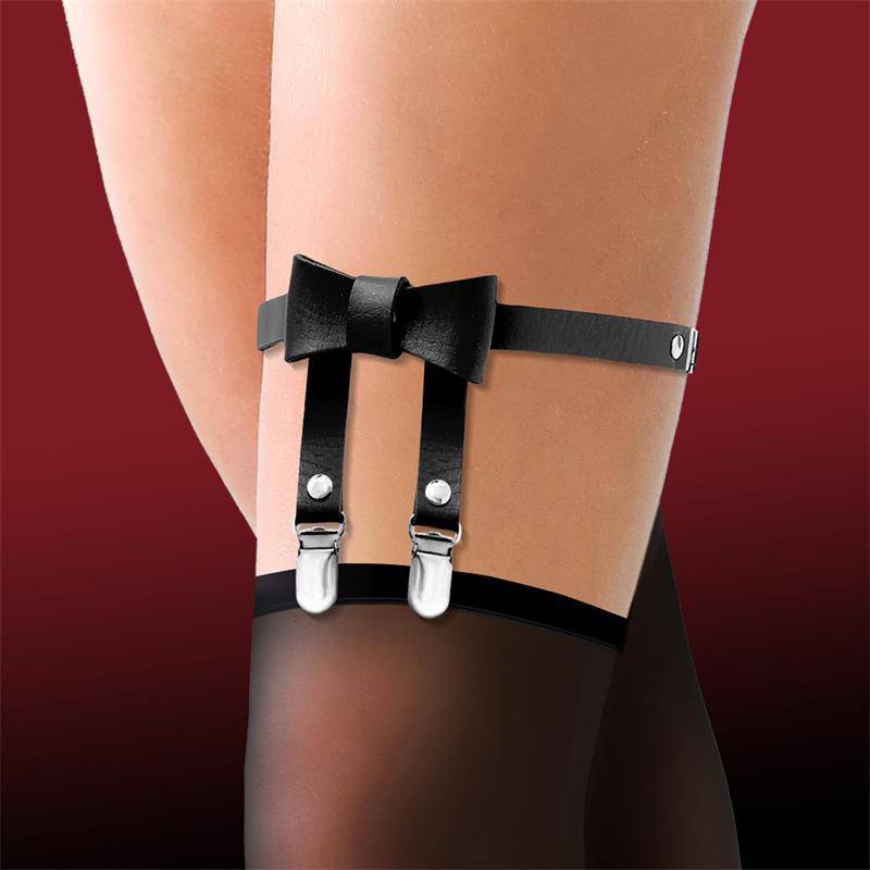 Garter with Bow Tie Vegan Leather One Size - secretsextoys.store