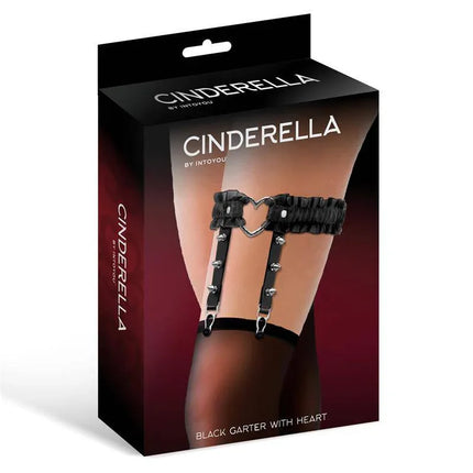 Garter with Heart and Ruffles Vegan Leather One Size in decorative packaging by Cinderella, featuring a stylish and bold design.