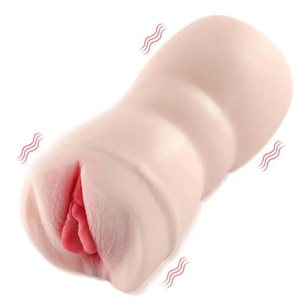 Gellen Vibrating Masturbator, realistic pleasure device with textured interior, vibration, and suction features for lifelike stimulation.