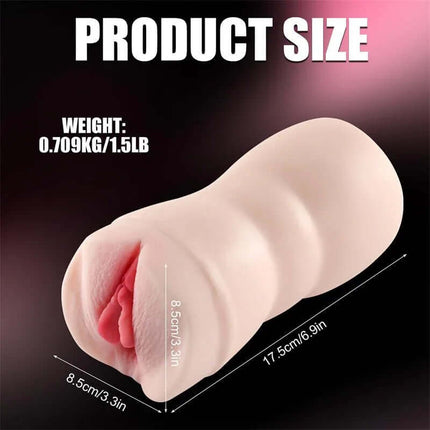 Gellen Vibrating Masturbator dimensions with soft, realistic texture for lifelike experience.