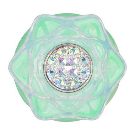 Gemoria Silicone Butt Plug with Glow in Dark Feature, green glowing design with crystal accent