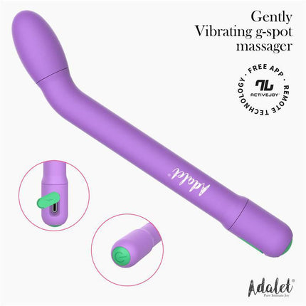 Gently G-Point Vibrator with APP Lavender by Adalet, designed for targeted G-spot stimulation. Features 10 customizable vibration functions.