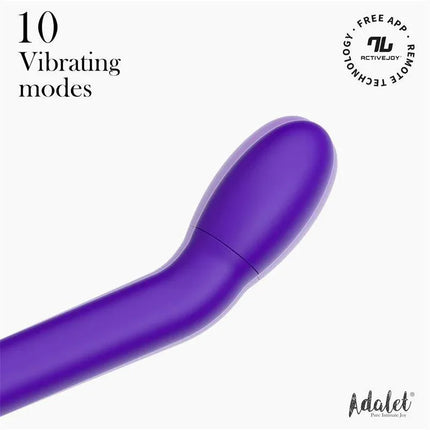 Close-up of Gently G-Point Vibrator with APP Purple featuring curved tip for precise stimulation by Adalet.