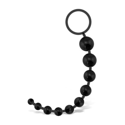 G.Flex Bendable Thai Anal Beads Black featuring flexible, body-safe design and ascending bead sizes for customizable pleasure.