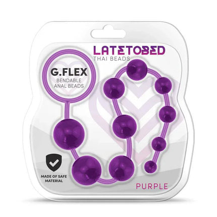 G.Flex Bendable Thai Anal Beads Purple from Latetobed, featuring ascending size sequence and body-safe materials for comfort and pleasure.