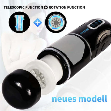 Gia Cup Thrusting and Rotating Masturbator with telescopic and rotation functions, new model, featuring 7 modes and 3 speeds.