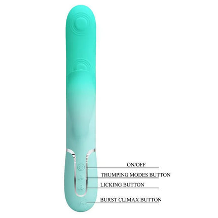 Gigi Rabbit Vibrator Thumping and Licking with control buttons for customized dual stimulation and pleasure modes.