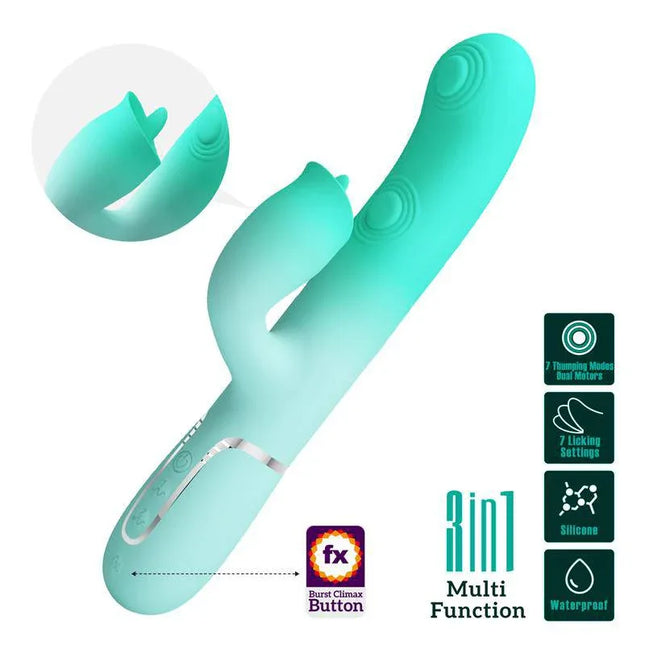 Gigi Rabbit Vibrator Thumping and Licking with dual motors and multi-function features for personalized pleasure.