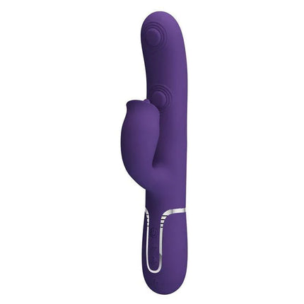 Gigi Vibe with thumping and licking, a rechargeable dual-motor vibrator in purple for customizable pleasure and exploration.