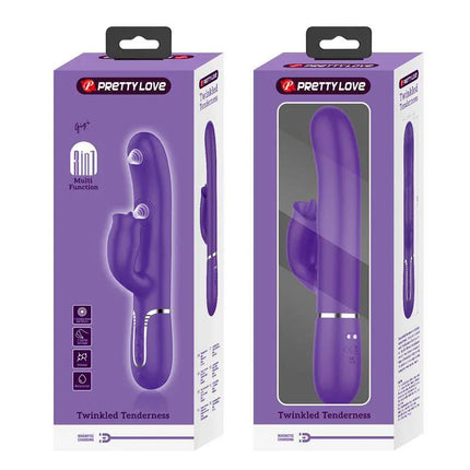 Gigi Vibe with thumping and licking in packaging, rechargeable dual-motor vibrator for customizable pleasure with versatile patterns.