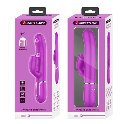 Gigi Vibrator Licking and Thumping Fuchsia product packaging, dual-action stimulator for clitoral pleasure in vibrant fuchsia color.