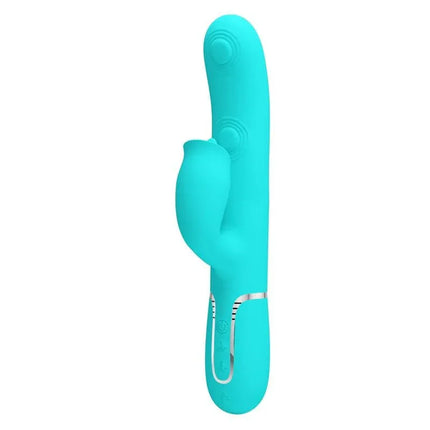 Gigi Vibrator Licking and Thumping Turquoise with 7 pulsation modes in sleek, body-safe silicone, ideal for customizable pleasure.