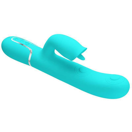Gigi Vibrator Licking and Thumping Turquoise with body-safe silicone and 7 pulsation modes for customizable pleasure.