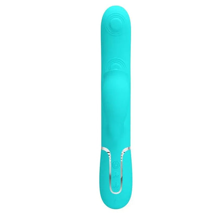 Gigi Vibrator Licking and Thumping Turquoise clitoral vibrator with 7 pulsation modes in sleek body-safe silicone.
