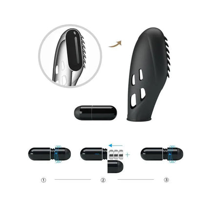 Gilo Finger Vibrator components and assembly illustration