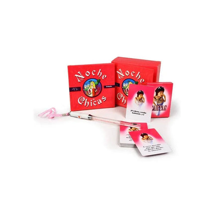 Girls Night Game party kit with games, jokes, themed ideas, and a phosphorescent wand for a fun night with friends.