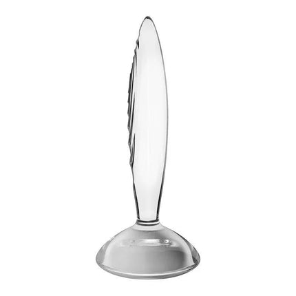 Glass Butt Plug with Sparkling Crystal for Temperature Play, premium borosilicate glass design for precise sensation.