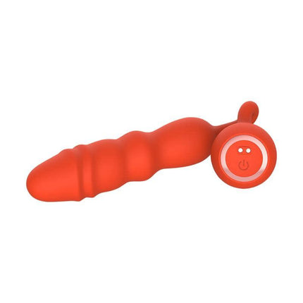 Glitz Stimulator with Vibration and thrusting featuring orange silicone design and USB magnetic rechargeability.