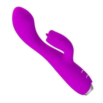 Gloria Vibe with tongue USB soft silicone vibrator for G-spot and clitoral stimulation, featuring curved silhouette and USB charge