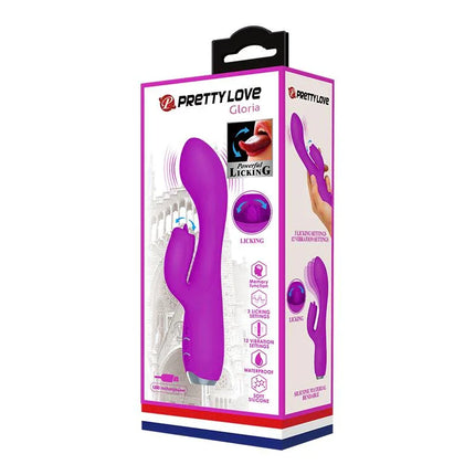 Packaging of Gloria Vibe with tongue USB soft silicone vibrator designed for G-spot and clitoral stimulation.