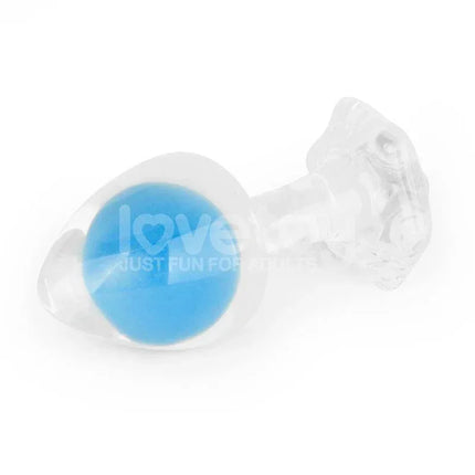 Glow in the Dark Butt Plug - Gemoria Steel Ball Design with blue illumination for ergonomic comfort and sensory-rich stimulation.