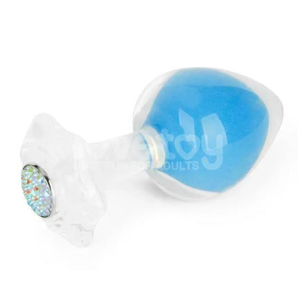 Glow in the Dark Butt Plug - Gemoria Steel Ball Design featuring blue illumination and exquisite craftsmanship for luxurious pleasure.