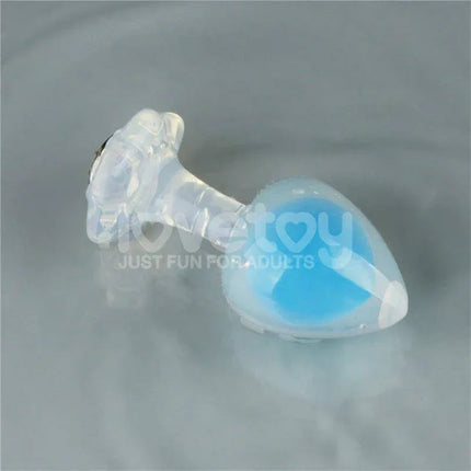 Glow in the Dark Butt Plug - Gemoria Steel Ball Design with blue illumination for sensory-rich stimulation and ergonomic comfort.