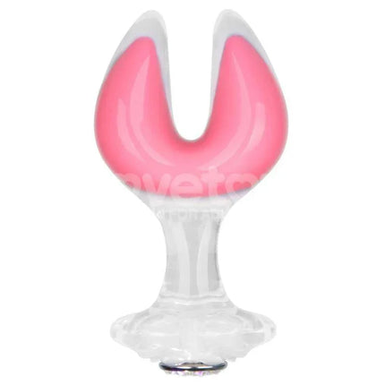 Glow in the Dark Silicone Butt Plug by Gemoria with pink double crescent design for comfortable and stylish exploration.