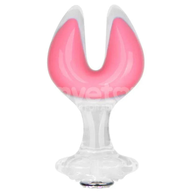 Glow in the Dark Silicone Butt Plug by Gemoria with pink double crescent design for comfortable and stylish exploration.