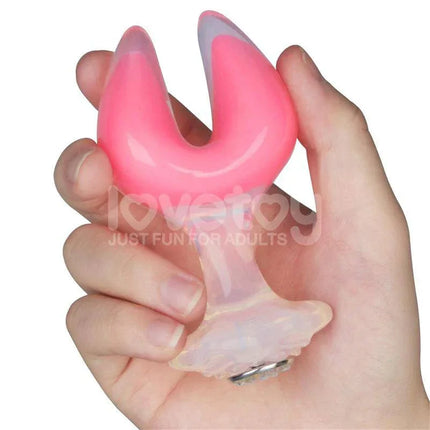 Glow in the Dark Silicone Butt Plug by Gemoria dual-tip pink