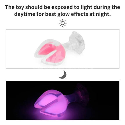 Glow in the Dark Silicone Butt Plug by Gemoria glowing effects day and night