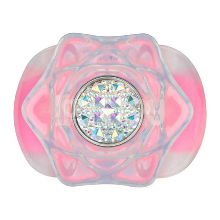 Glow in the Dark Silicone Butt Plug by Gemoria, pink silicone with jewel center