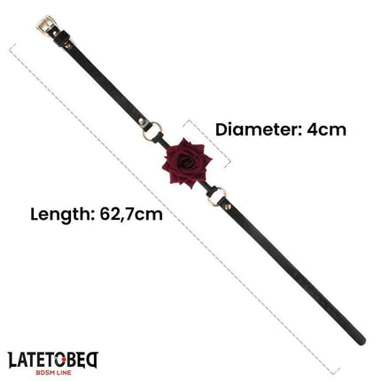 Gold Metal rose gag Ball from Latetobed BDSM Line with rose motif design, luxury materials, and measurements.