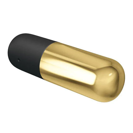 Gold Mini Massager with 12 Vibration Functions in luxurious gold finish, compact design for targeted stimulation and wellness.