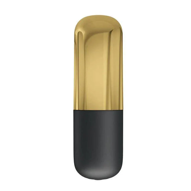 Gold Mini Massager with 12 Vibration Functions, compact luxury wellness device with gold finish and multiple intensities for targeted stimulation.