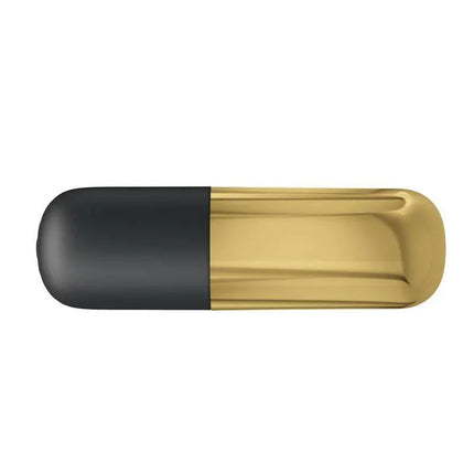 Gold Mini Massager with 12 Vibration Functions, compact black and gold design, USB rechargeable.